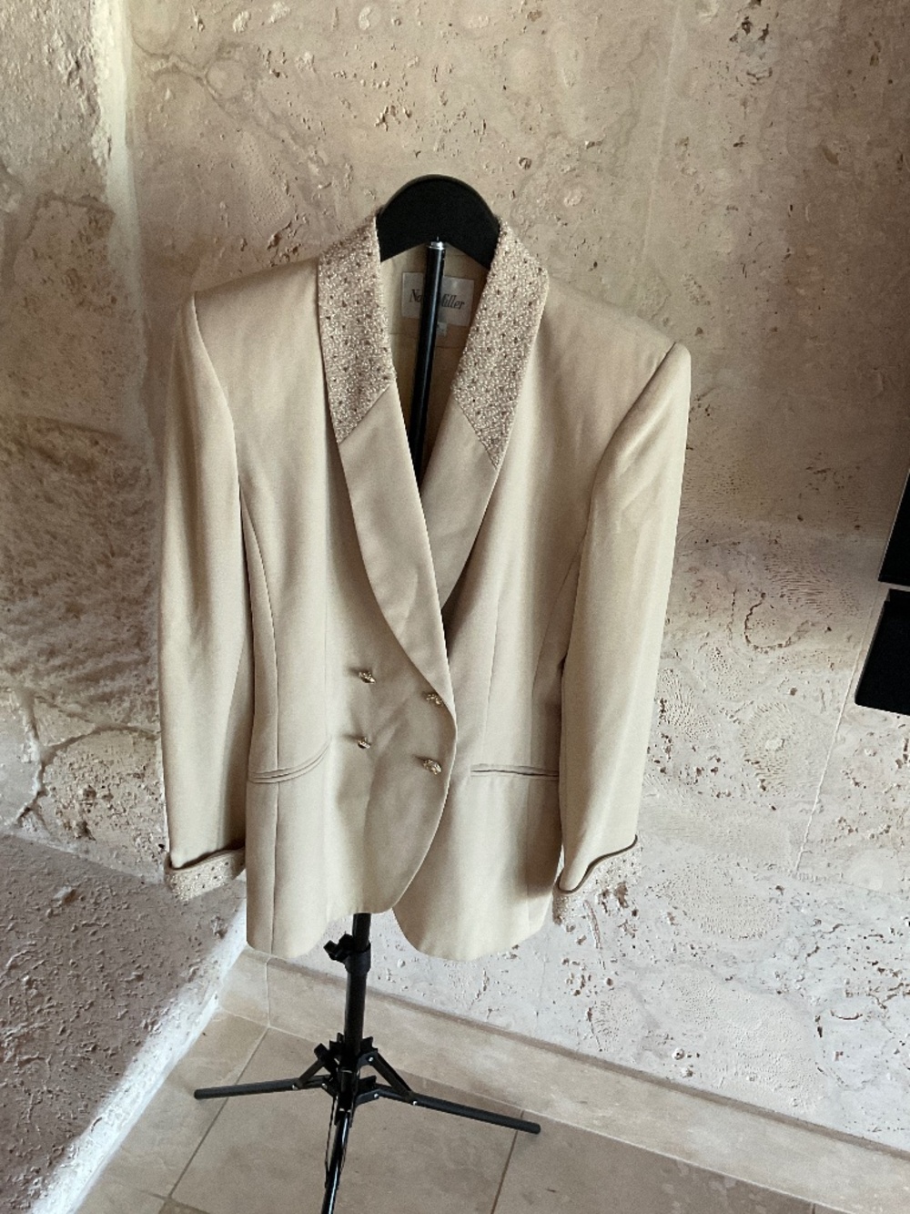 Vintage Nolan Miller beaded double breast -Cream color -Jacket size 6